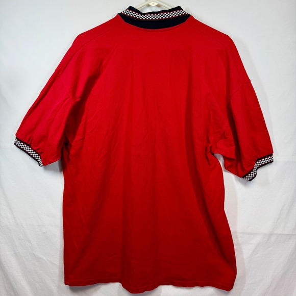 Atlanta Motor Speedway Polo Shirt Racing Checkered Trim Goldman Sz XL Y2K - Picture 9 of 9